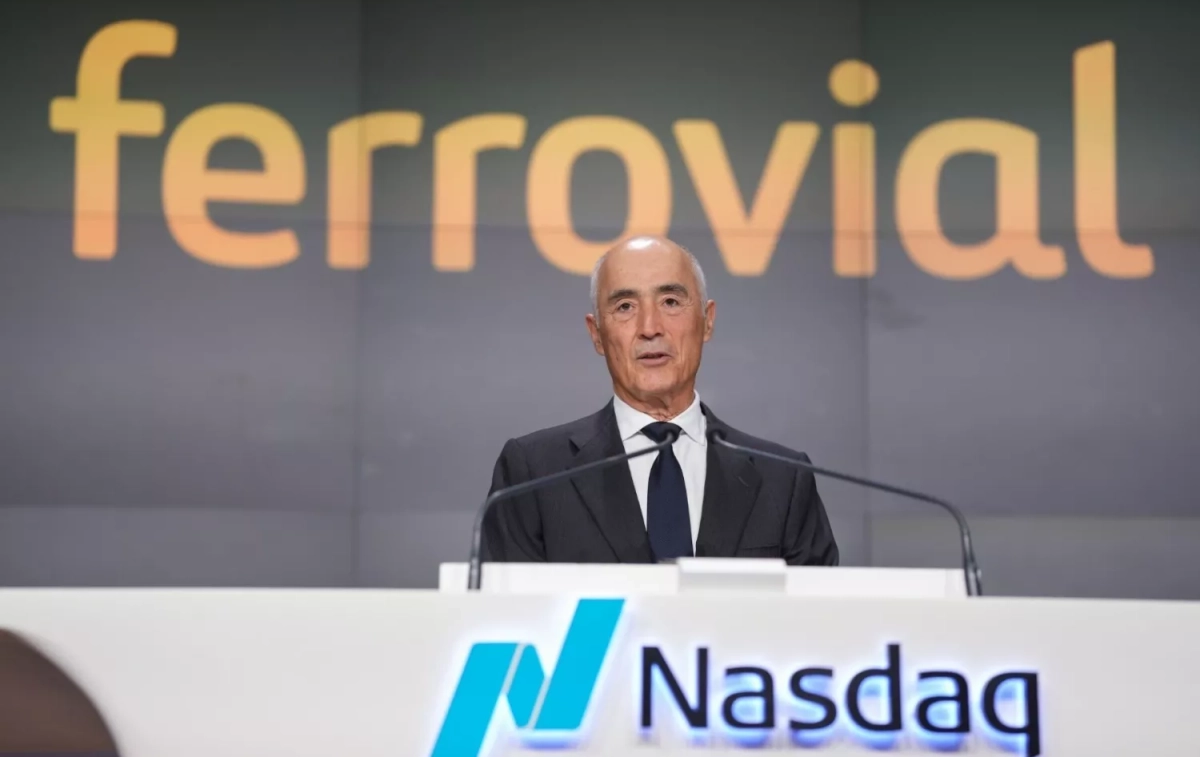 El presidente de Ferrovial, Rafael del Pino, en el acto de toque de campana en la Bolsa de Nueva York / EP - FERROVIAL