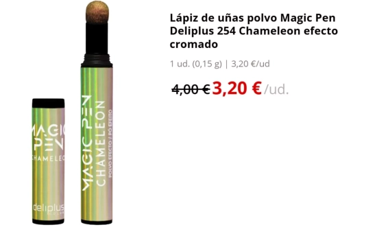 Lápiz de uñas polvo Magic Pen Deliplus 254 Chameleon efecto cromado/ MERCADONA.ES