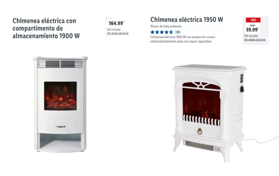 Otras opciones de chimenea eléctricas de Lidl/ LIDL.ES