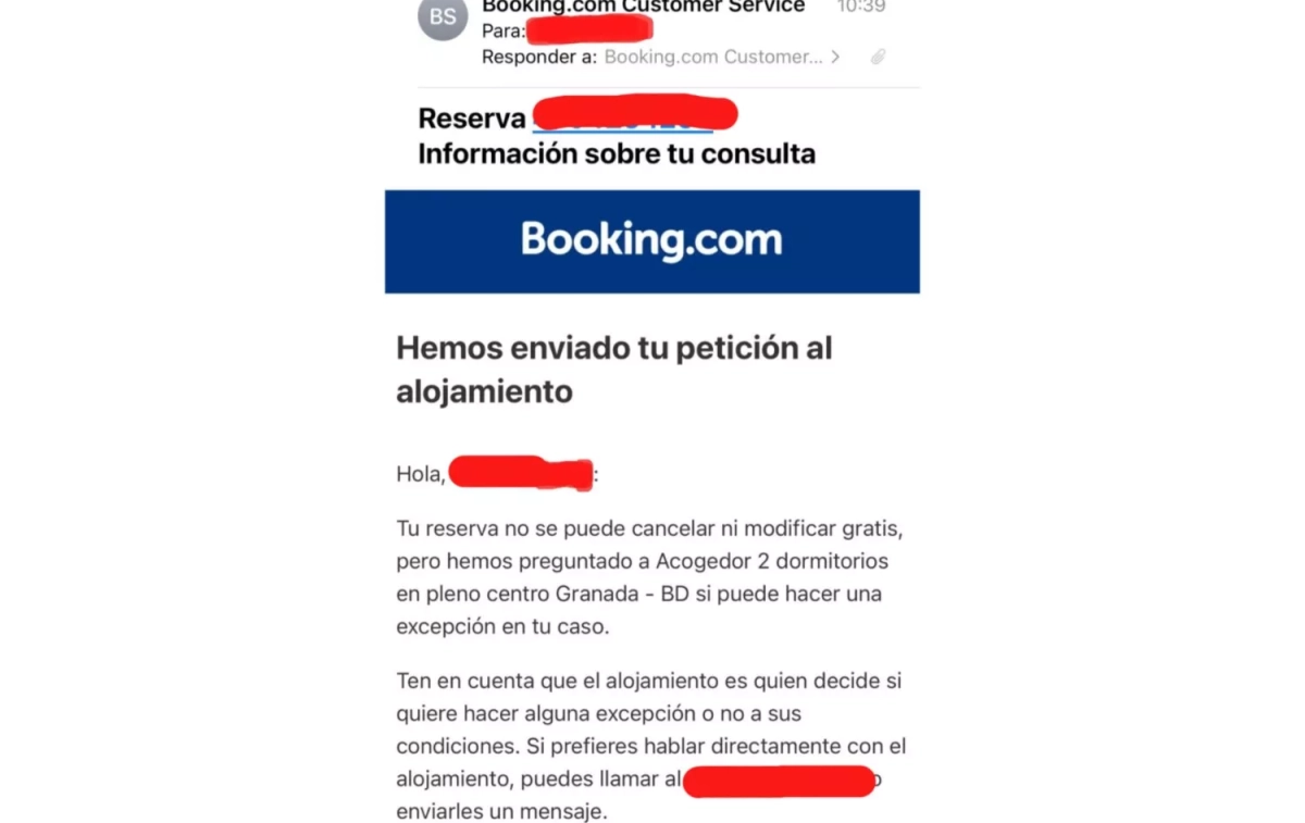 La respuesta de Booking   X