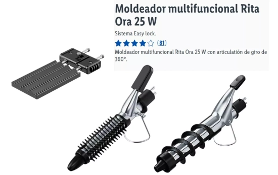 Accesorios incluidos en el moldeador multifuncional Rita Ora 25 W/ LIDL.ES