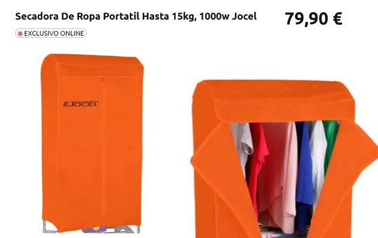 Secadora De Ropa Portatil Hasta 15kg, 1000w Jocel/ CARREFOUR.ES