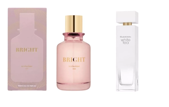 Bright (11 €)/ White Tea Eau de Parfum de Elizabeth Arden (35 euros)/ Montaje CG