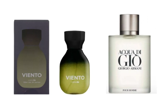 Viento (9 €)/ Acqua di Gio de Armani (61 euros)/ Montaje CG