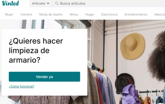 Interfaz de Vinted, la app líder del mercado europeo en venta de ropa de segunda mano/ VINTED.ES