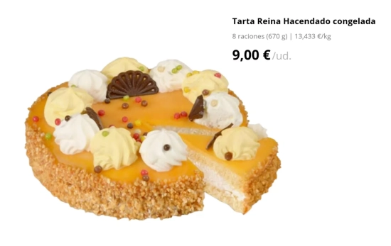 Tarta San Marcos Hacendado congelada rellena con nata (9,00€)/ MERCADONA.ES