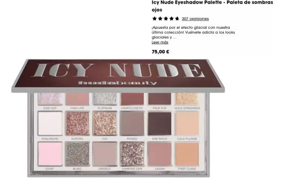 Paleta de ojos Icy Nude Eyeshadow de Huda Beauty, 75€/ SEPHORA.ES