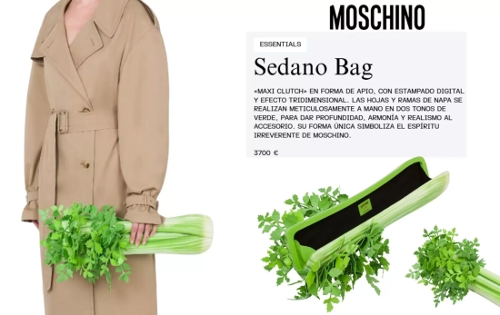 El bolso apio de Moschino que causa sensación entre los gurús de la moda/ MOSCHINO.COM/ Montaje CG