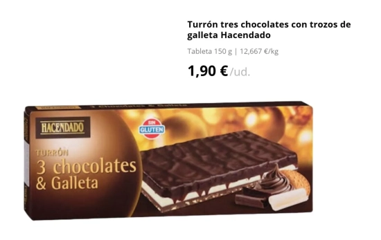 Turrón Praliné 3 chocolates/ 1,90€/ MERCADONA.ES