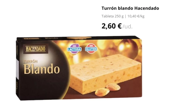 Turrón blando Hacendado/ 2,60€/ MERCADONA.ES