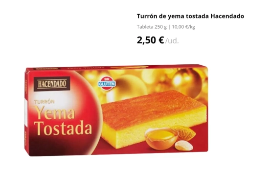 Turrón de yema tostada Hacendado/ 2,50€/ MERCADONA.ES