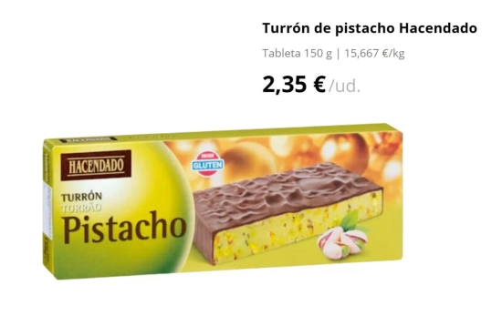 Turrón de pistacho Hacendado/2,35€/MERCADONA.ES