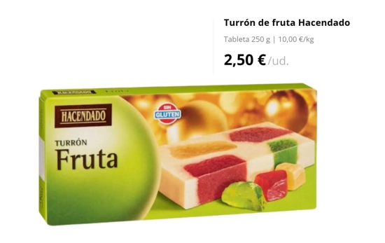 Turrón de fruta/2,50€/MERCADONA.ES