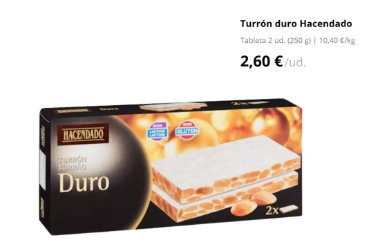 Turrón duro/2,60€/MERCADONA.ES 