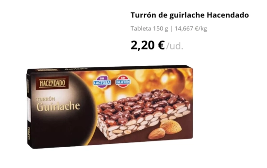 Turrón de guirlache/2,20€/MERCADONA.ES