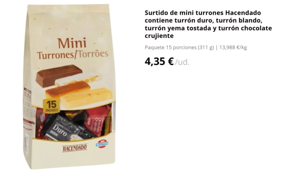 Turrones en formato mini/ 4,35€/MERCADONA.ES