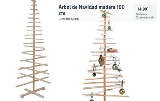 Árbol de Navidad madera 100 cm/ 14,99 €/ LIDL.ES