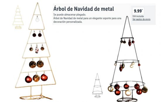 Árbol de Navidad de metal/ 9,99€/ LIDL.ES