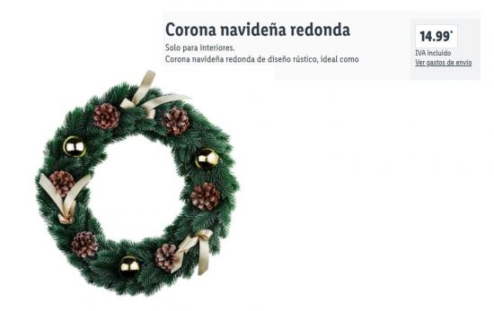 Corona de Navidad/ 14,99 €/ LIDL.ES