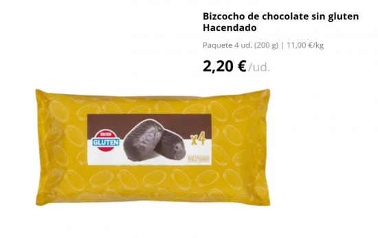 Bizcocho de chocolate sin gluten Hacendado/ 2,20€/ MERCADONA.ES