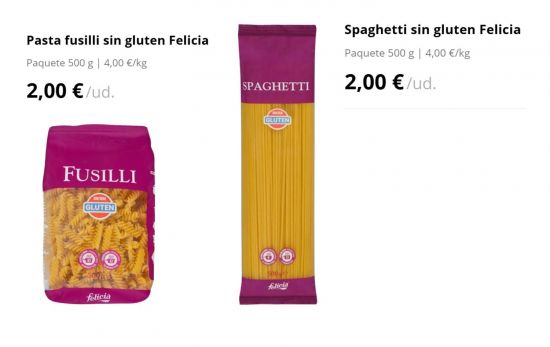 Pastas sin gluten Hacendado/ 2,00 €/ MERCADONA.ES