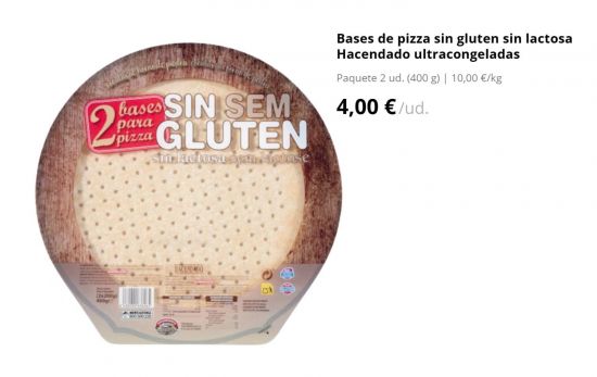 Masa pizza congelada sin gluten Hacendado/ 4,00 € /MERCADONA.ES