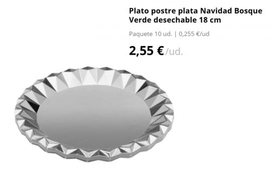 Plato postre plata Navidad Bosque Verde desechable 18 cm/ 2,55€/ MERCADONA.ES