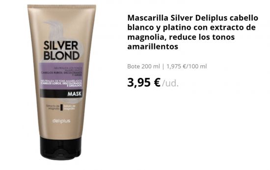 Mascarilla Silver Deliplus cabello blanco y platino con extracto de magnolia (3,95€) /MERCADONA.ES