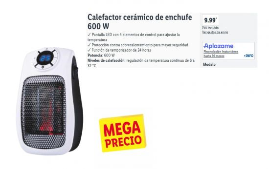 Calefactor cerámico de enchufe 600 W/ LIDL.ES