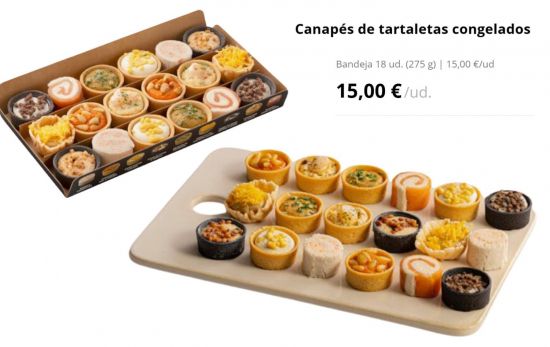 Bandeja de canapés fríos ya preparada y congelada, 15€ / MERCADONA.ES