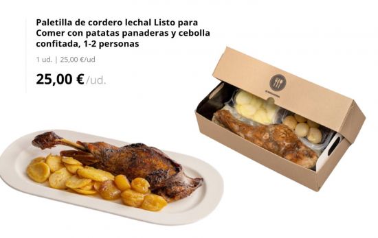 Paletilla de cordero lechal Listo para Comer con patatas panaderas y cebolla confitada, 1-2 personas/ 25 €/ MERCADONA.ES