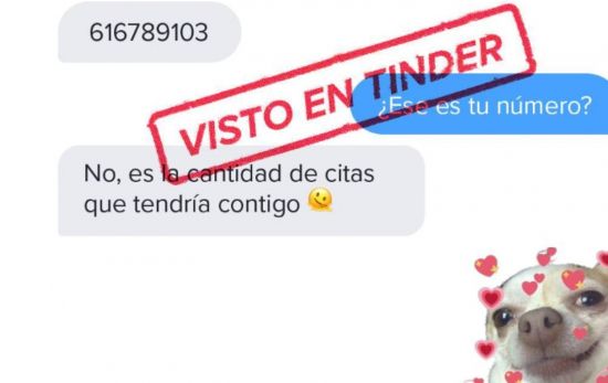 Publicación del Instagram oficial de Tinder sobre una conversación entre dos usuarios / @TINDERES