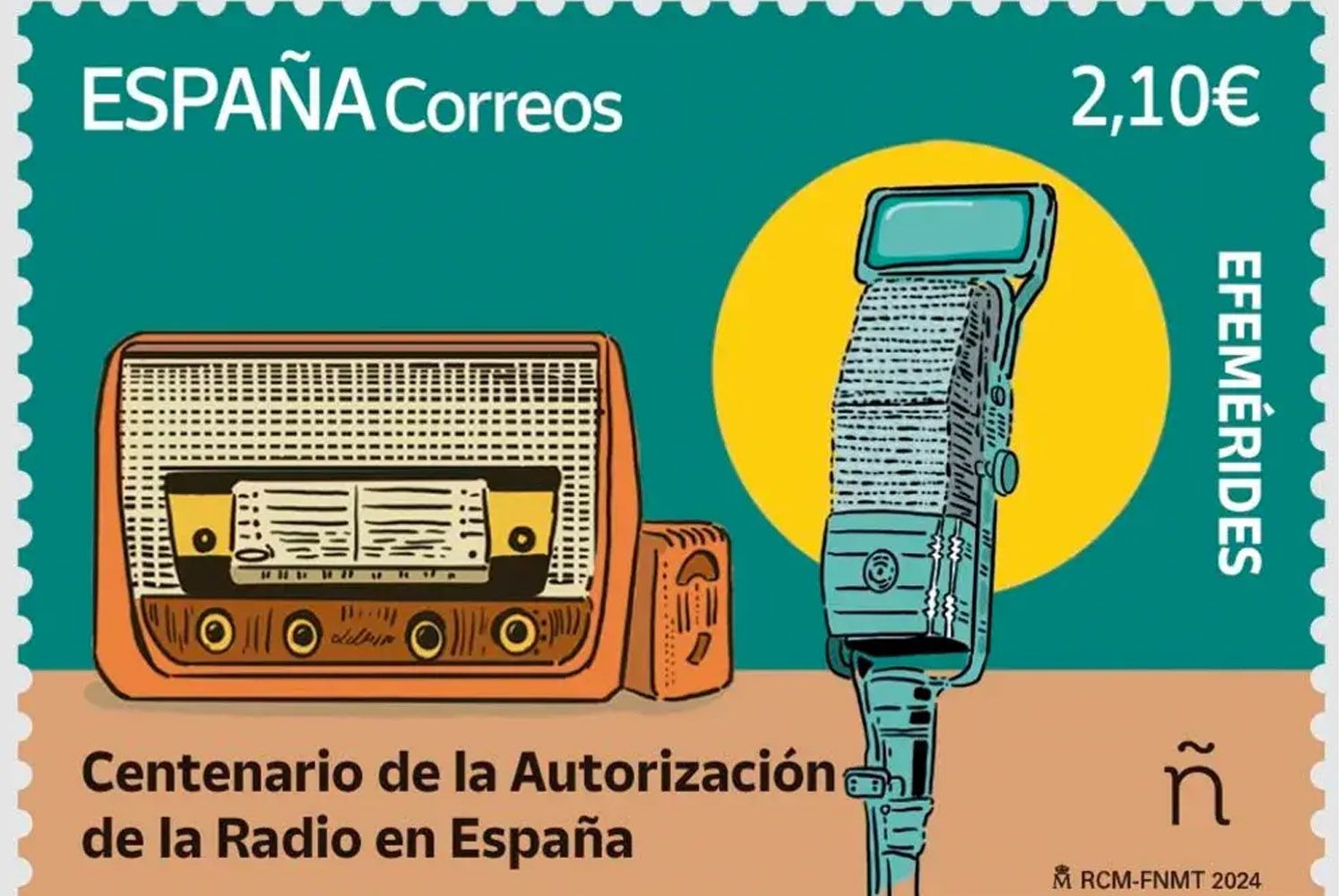 Un sello que conmemora el centenario de la primera emisión autorizada de la radio en España / CORREOS