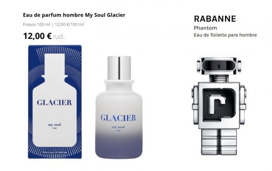 Phantom de Paco Rabanne ( 75 €) / My Soul Glacier de Mercadona (12 €)