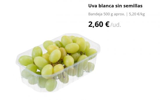 Uva blanca sin semillas que sí recomienda/ MERCADONA.ES