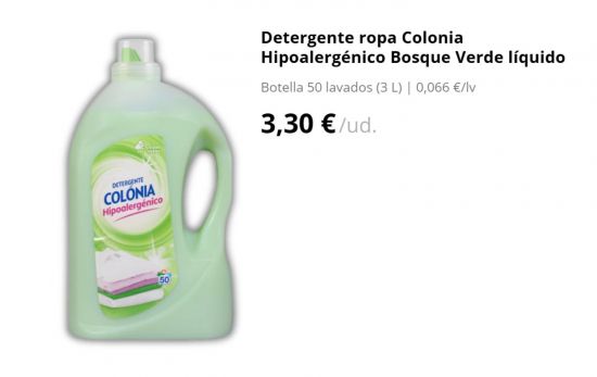 Detergente ropa Colonia Hipoalergénico Bosque Verde líquido/ MERCADONA.ES