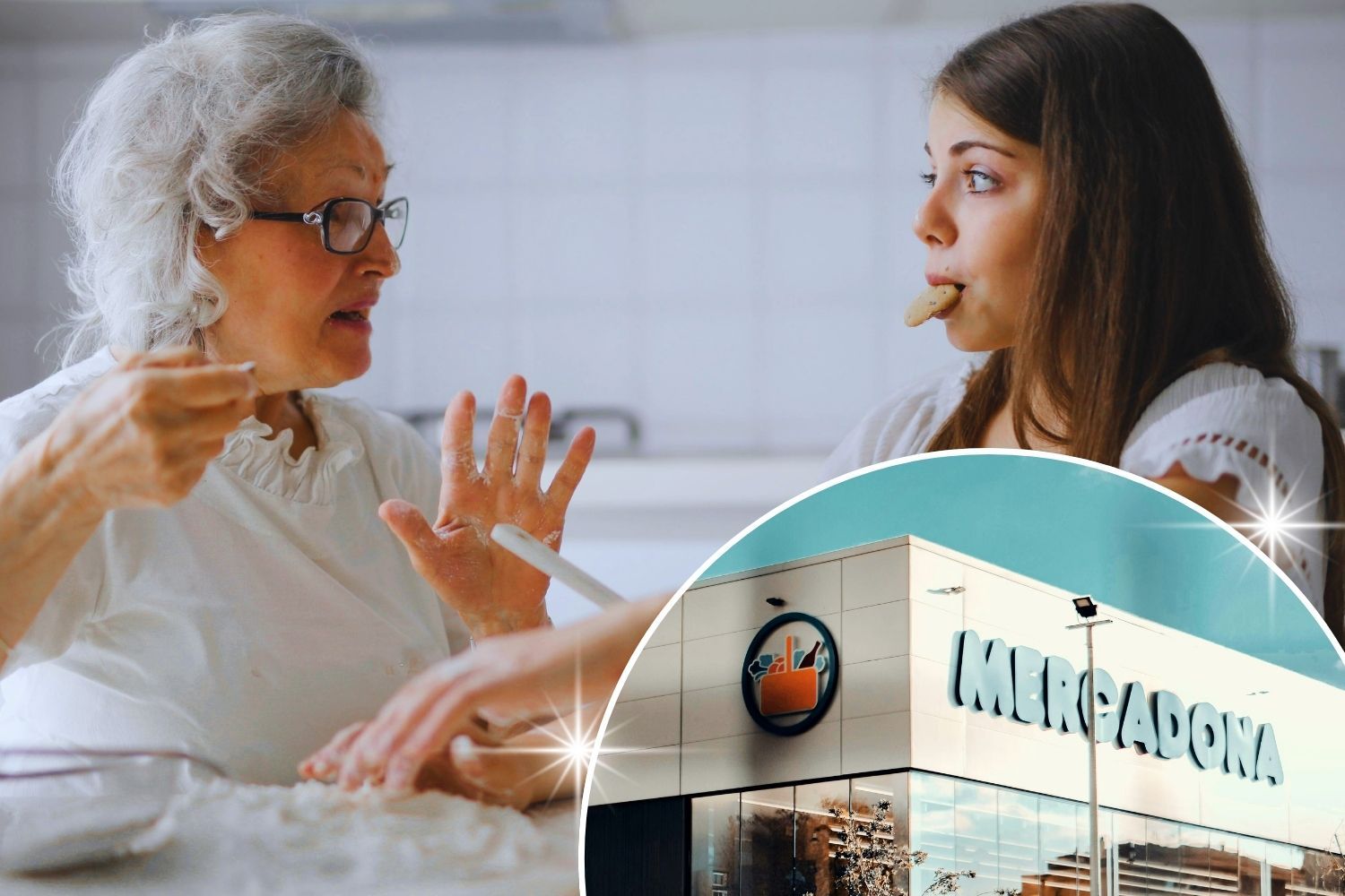 Una abuela y su nieta comen las galletas más saludables de Mercadona/ Montaje CG