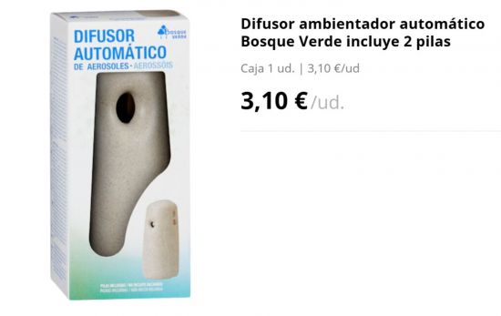 Difusor ambientador automático Bosque Verde incluye 2 pilas/ 3,10 €/ MERCADONA.ES