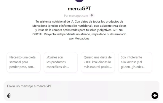 Interfaz de la app MercadonIA/ chatgpt.com