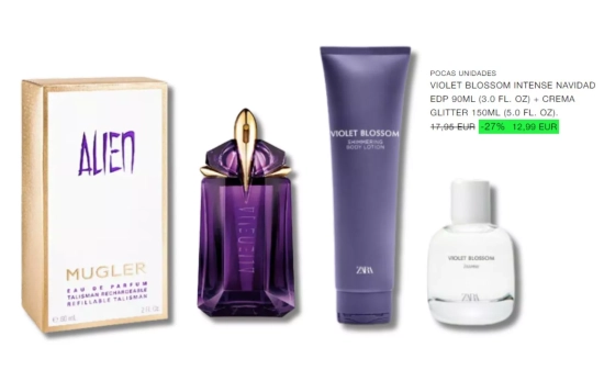 Violet Blossom, el 'dupe' perfecto de Alien de Mugler/ Montaje CG