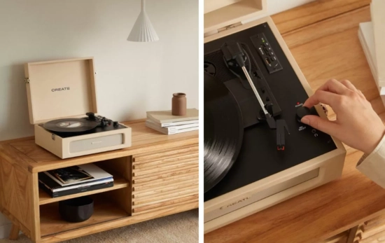 Tocadiscos Create Record Player Retro Tono Arena/ CREATE-STORE.COM Tocadiscos Create Record Player Retro Tono Arena/ CREATE-STORE.COM