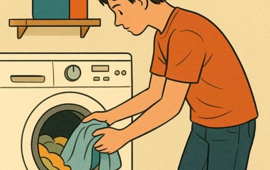 Un chico pone la lavadora atendiendo el precio de la luz de la jornada / CG Un chico pone la lavadora atendiendo el precio de la luz de la jornada / CG