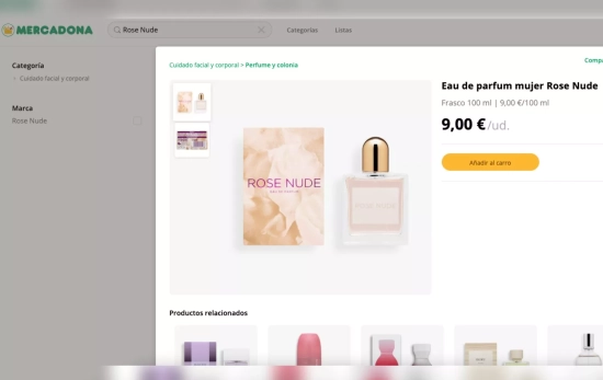 El perfume Rose Nude de Mercadona / CAPTURA El perfume Rose Nude de Mercadona / CAPTURA