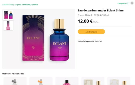 El perfume Éclat Shine de Mercadona / CAPTURA El perfume Éclat Shine de Mercadona / CAPTURA