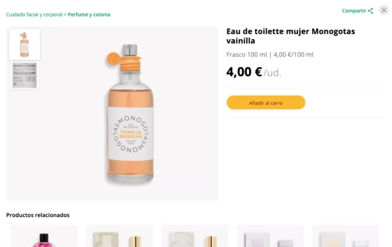 El perfume Monogotas de Vainilla de Mercadona / CAPTURA El perfume Monogotas de Vainilla de Mercadona / CAPTURA