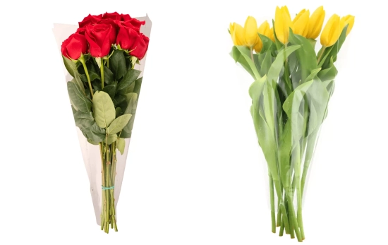 Los ramos de rosas y tulipanes de Aldi / Montaje CONSUMIDOR GLOBAL Los ramos de rosas y tulipanes de Aldi / Montaje CONSUMIDOR GLOBAL