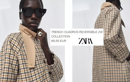 Trench reversible de cuadraditos y en color beige/ ZARA Trench reversible de cuadraditos y en color beige/ ZARA