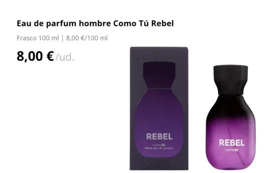 Eau de parfum hombre Como Tú Rebel/ MERCADONA Eau de parfum hombre Como Tú Rebel/ MERCADONA