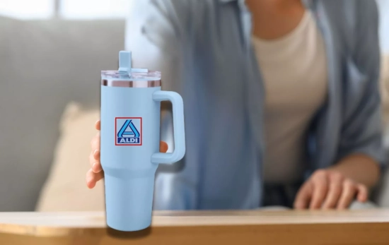 La taza que mejor imita al producto viral Stanley Cup está en Aldi/ Montaje Consumidor Global La taza que mejor imita al producto viral Stanley Cup está en Aldi/ Montaje Consumidor Global