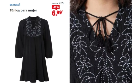 Túnica para mujer en negro/ LIDL Túnica para mujer en negro/ LIDL